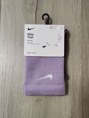 Nike Trail-Running Crew Socks Purple HF0854-500 Mens 6-7.5 Womens 7.5-9